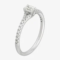 (H-I / Si1-Si2) Womens 1/2 CT. T.W. Lab Grown White Diamond 10K Gold Side Stone Engagement Ring