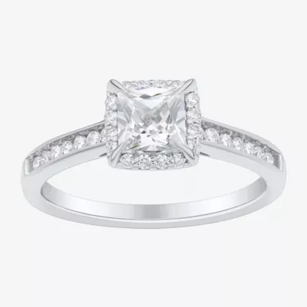 1 CT.T.W. (H-I / SI1-SI2) Lab-Grown Diamond Side Stone Halo Engagement Ring 10K Gold