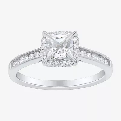 1 CT.T.W. (H-I / SI1-SI2) Lab-Grown Diamond Side Stone Halo Engagement Ring 10K Gold