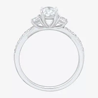 Love Lives Forever (H-I / Si1-Si2) Womens 1 CT. T.W. Lab Grown White Diamond 10K Gold Oval Side Stone 3-Stone Engagement Ring