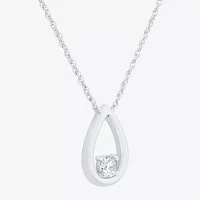 (Si1-Si2/ H-I) Womens 1/4 CT. T.W. Lab Grown White Diamond Sterling Silver Pear Pendant Necklace