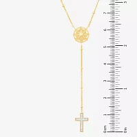 (Si1-Si2/ H-I) Womens 1/10 CT. T.W. Lab Grown White Diamond 14K Gold Over Silver Cross Y Necklace