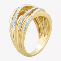 (H-I/ Si1-Si2) Womens 1/2 CT. T.W. Lab Grown White Diamond 14K Gold Over Silver Cocktail Ring