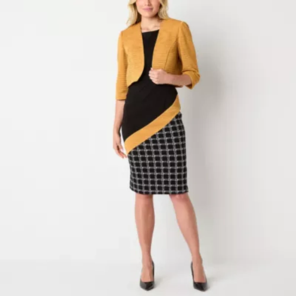 Maya Brooke Womens Grid Jacket Dress