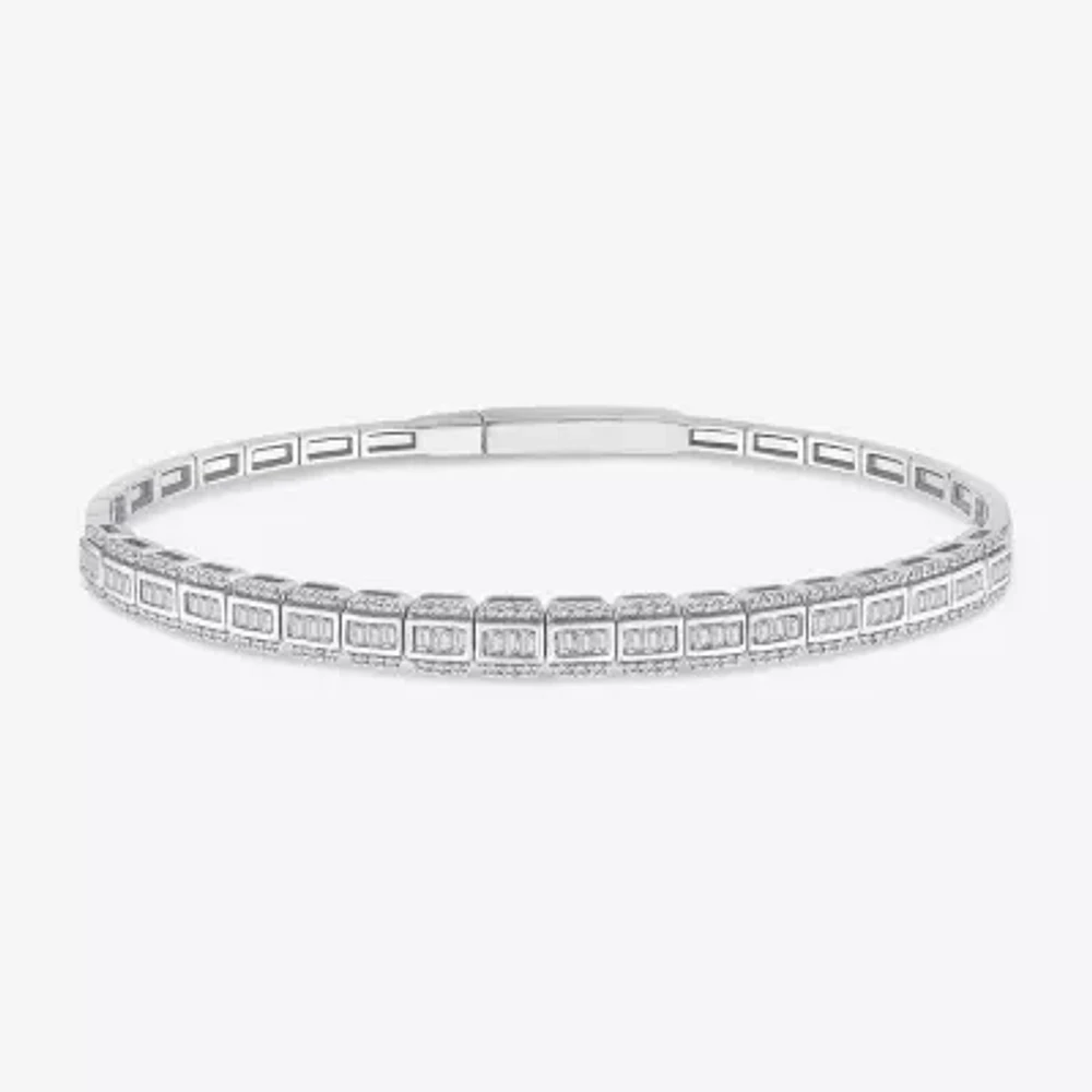 CT. T.W. Natural White Diamond 14K White Gold Bangle Bracelet