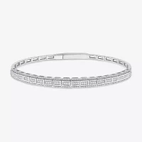 CT. T.W. Natural White Diamond 14K White Gold Bangle Bracelet