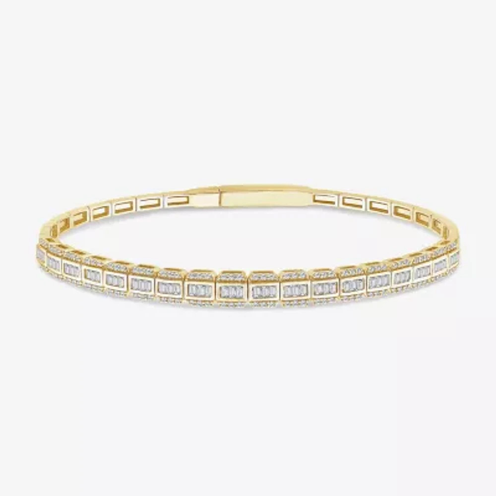 1 CT. T.W. Natural White Diamond 14K Gold Bangle Bracelet