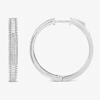 1/2 CT. T.W. Natural White Diamond 14K White Gold 29.2mm Hoop Earrings