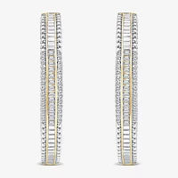 1/2 CT. T.W. Natural White Diamond 14K Gold 29.2mm Hoop Earrings