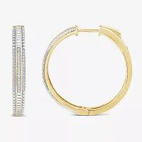 1/2 CT. T.W. Natural White Diamond 14K Gold 29.2mm Hoop Earrings