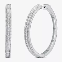 7/8 CT. T.W. Natural White Diamond 14K White Gold 38.8mm Hoop Earrings