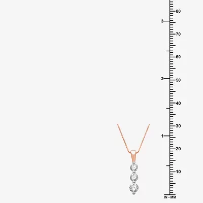 Linear 3-Stone (H-I / I1) Womens 1/2 CT. T.W. Lab Grown White Diamond 10K Rose Gold Pendant Necklace