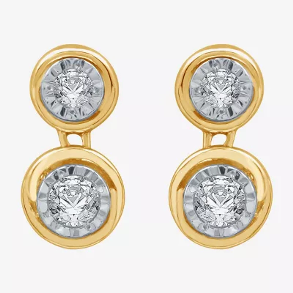 Ever Star (G / SI1-SI2) Lab-Grown Diamond 14K Gold Over SIlver Circle Round Drop Earrings