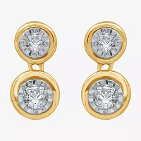 Ever Star (G / SI1-SI2) Lab-Grown Diamond 14K Gold Over SIlver Circle Round Drop Earrings