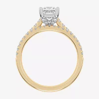 (H-I / Si2-I1) Womens 1 1/2 CT. T.W. Lab Grown White Diamond 10K Gold Side Stone Bridal Set