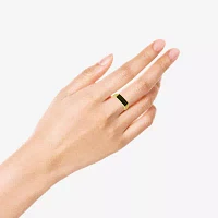 Mens Black Cubic Zirconia 10K Gold Round Signet Ring