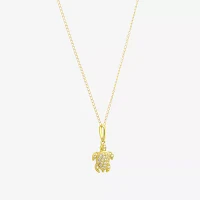 Girls White Cubic Zirconia 14K Gold Pendant Necklace