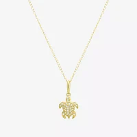 Girls White Cubic Zirconia 14K Gold Pendant Necklace