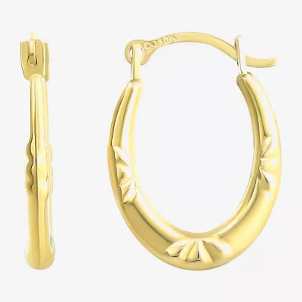 Womens 10K Gold 15mm Round Hoop Earrings