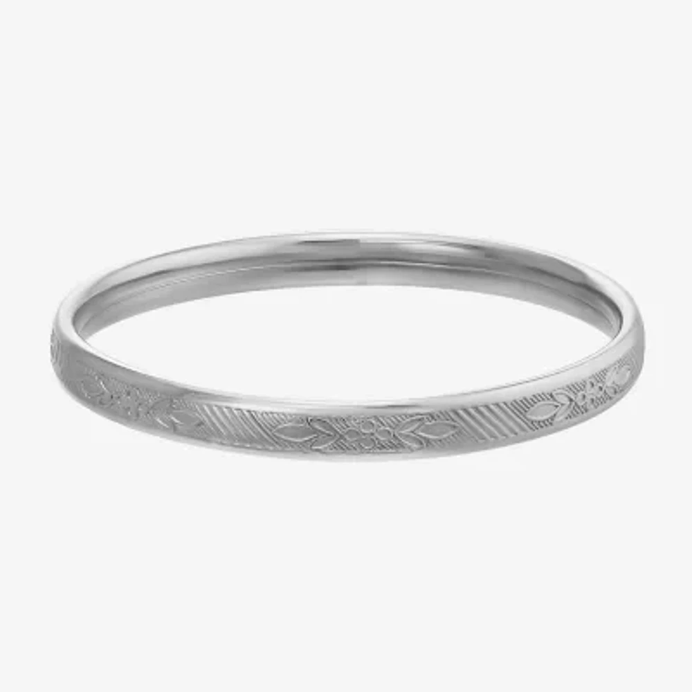 Girl's 14K White Gold Filled Round Bangle Bracelet