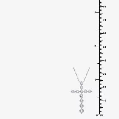 (H-I / I1) Womens 1/4 CT. T.W. Lab Grown White Diamond Sterling Silver Cross Pendant Necklace