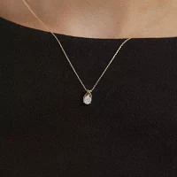 Diamond Blossom (G Womens Diamond Accent Lab Grown White Diamond 10K Gold Pear 18 Inch Pendant Necklace