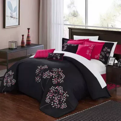 Chic Home Floral 8-pc. Midweight Embroidered Comforter Set