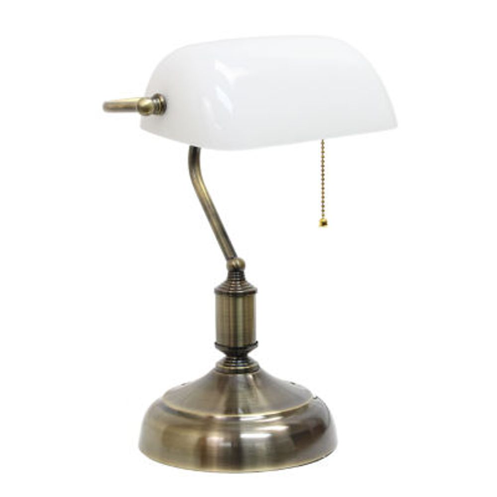 Simple Designs Executive Banker's Desk Lamp with Glass Shade