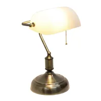 Simple Designs Executive Banker's Desk Lamp with Glass Shade