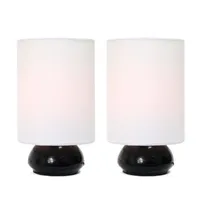 Simple Designs Gemini Colors 2 Pack Mini Touch Table Lamp Set with Fabric Shades