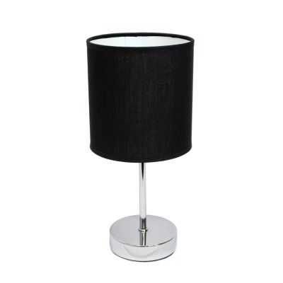 Simple Designs Chrome Mini Basic Table Lamp with Fabric Shade