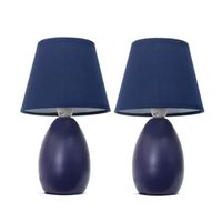 Simple Designs Mini Egg Oval Ceramic Table Lamp 2Pk Set