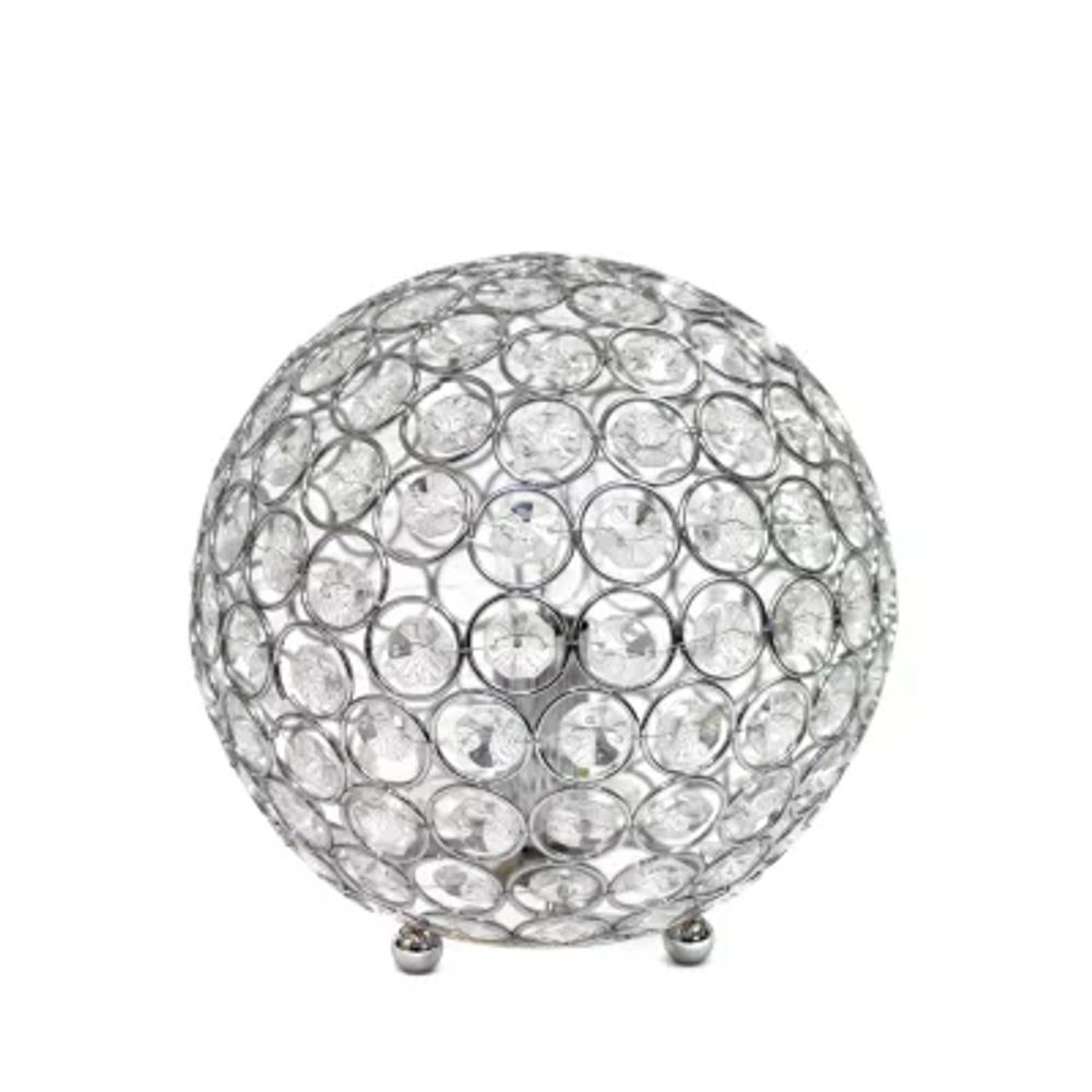 Elegant Designs Elipse 8 Inch Crystal Ball Sequin Metal Table Lamp