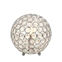 Elegant Designs Elipse 8 Inch Crystal Ball Sequin Metal Table Lamp