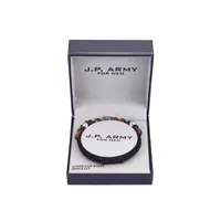 J.P. Army Men's Jewelry Stainless Steel 8 1/2 Inch Bead Cord Bracelet