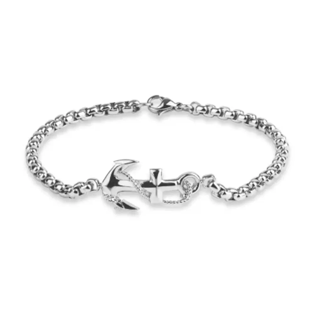 Stainless Steel 8 1/2 Inch Hollow Box Link Bracelet