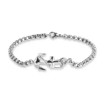 Stainless Steel 8 1/2 Inch Hollow Box Link Bracelet
