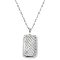Mens 1/ CT. T.W. White Cubic Zirconia Dog Tag Pendant Necklace
