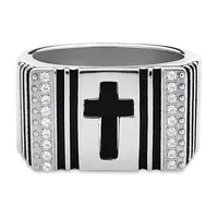 Mens 1/2 CT. T.W. White Cubic Zirconia Cross Signet Ring