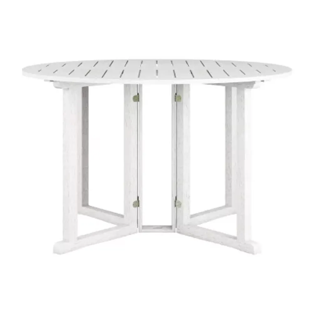 Miramar 47" Solid Wood Folding Drop Leaf Outdoor Patio Dining Table