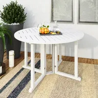Miramar 47" Solid Wood Folding Drop Leaf Outdoor Patio Dining Table