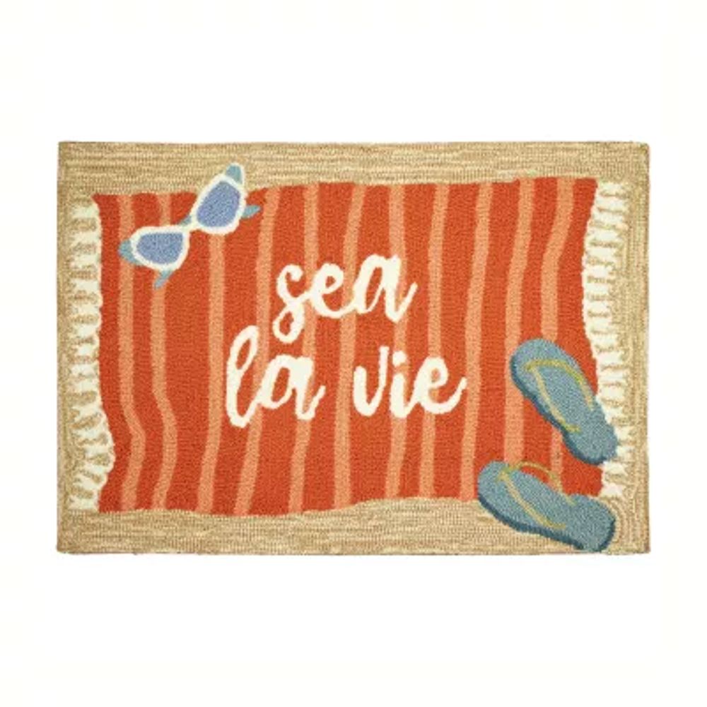 Liora Manne Frontporch Sea La Vie Hand Tufted Rectangular Rugs & Floor Coverings Washable Indoor Outdoor Accent