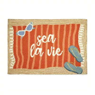 Liora Manne Frontporch Sea La Vie Hand Tufted Washable Indoor Outdoor Rectangular Accent Rug