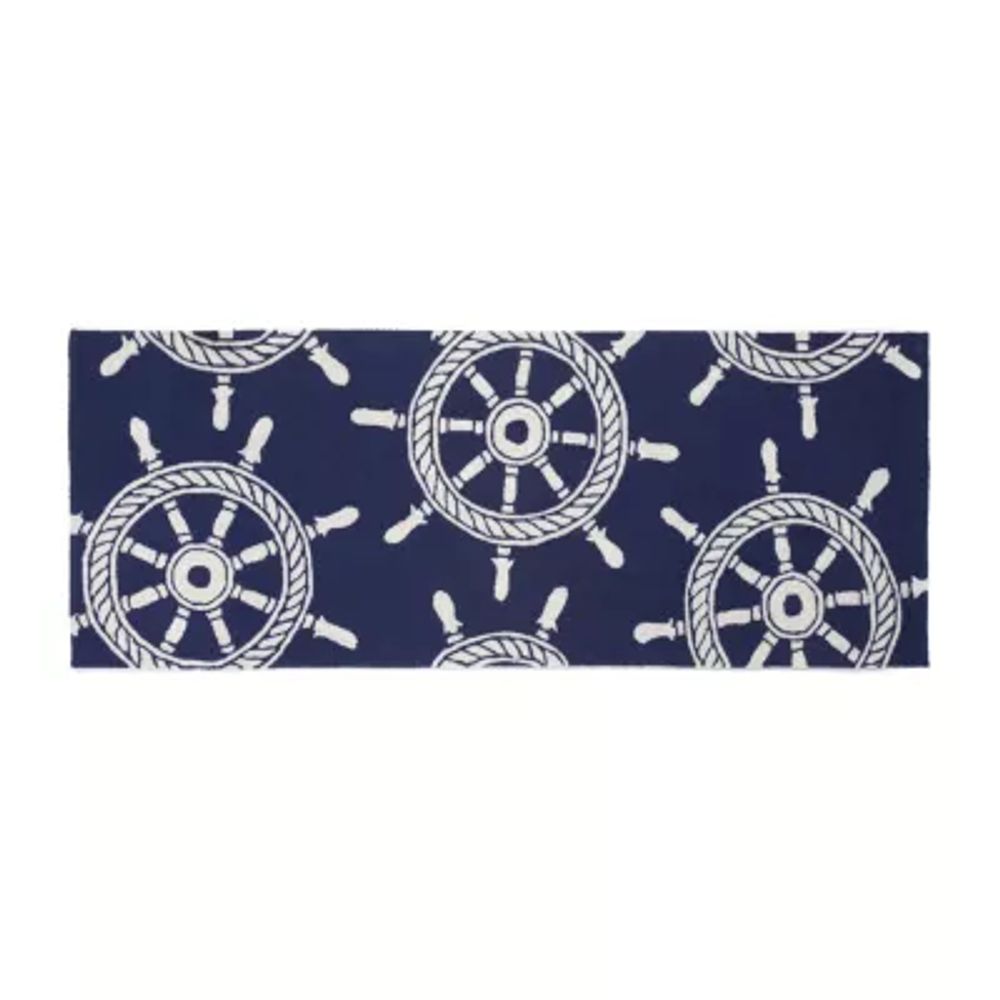 Liora Manne Frontporch Ship Wheel Hand Tufted Rectangular Rugs & Floor Coverings Washable Indoor Outdoor Accent