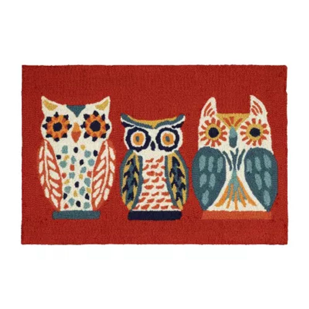 Liora Manne Frontporch What A Hoot Hand Tufted Rectangular Rugs & Floor Coverings Washable Indoor Outdoor Accent