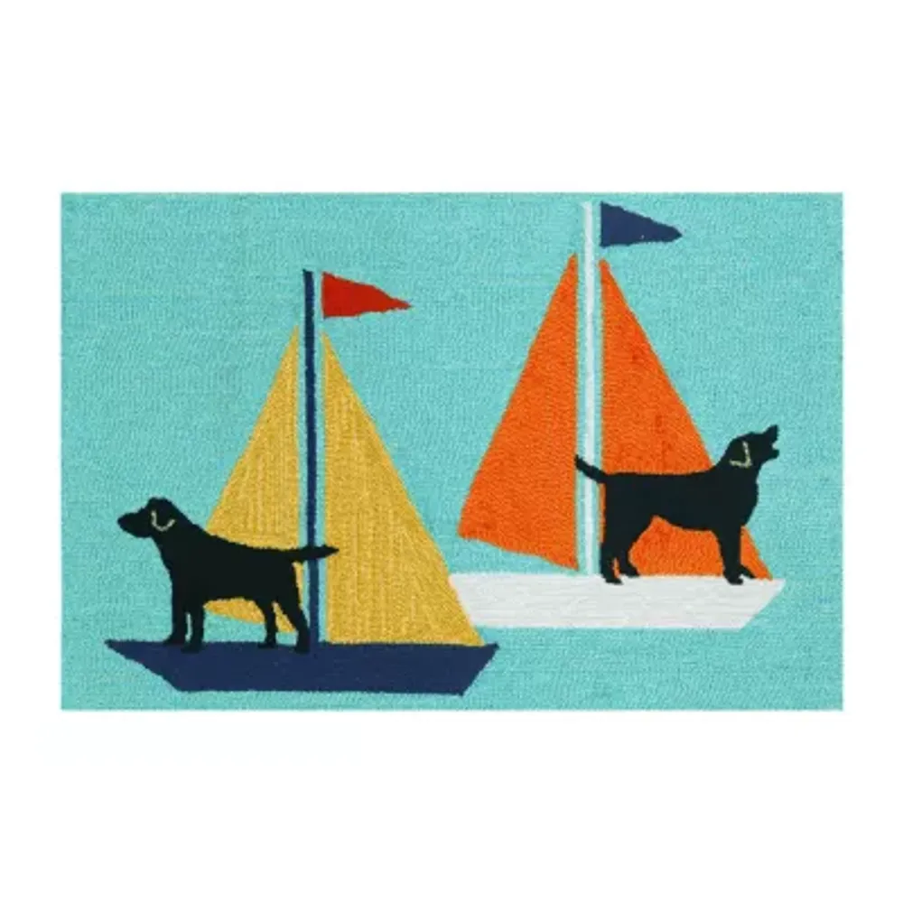 Liora Manne Frontporch Sailing Dog Hand Tufted Rectangular Rugs & Floor Coverings Washable Indoor Outdoor Accent Rugs