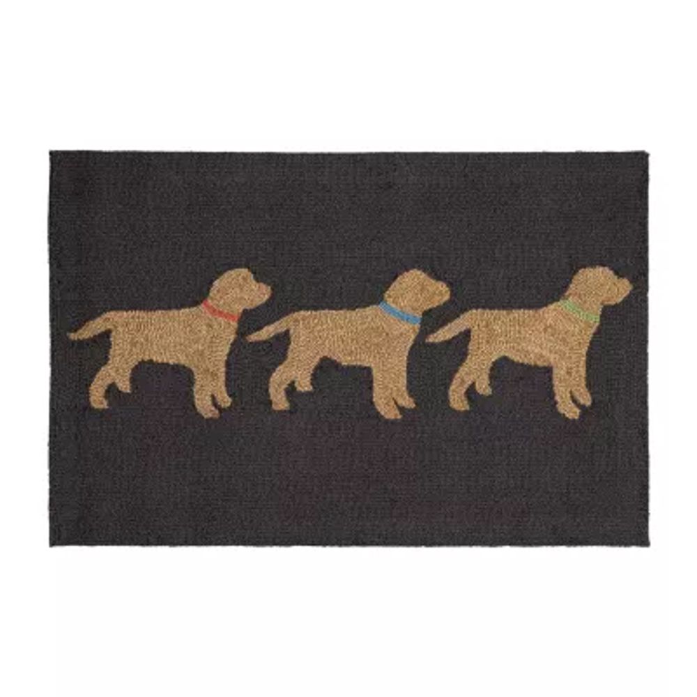 Liora Manne Frontporch Yoga Dogs Hand Tufted Washable Indoor