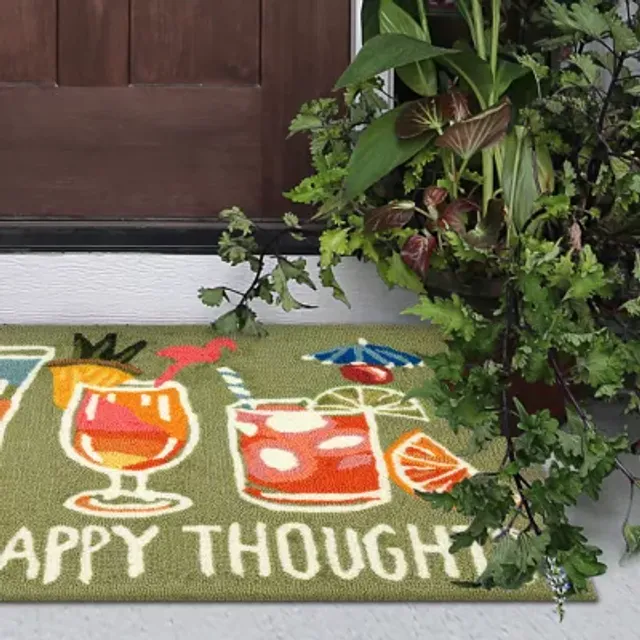 Liora Manne Frontporch Happy Drinks Hand Tufted Washable Indoor Outdoor  Rectangular Accent Rug