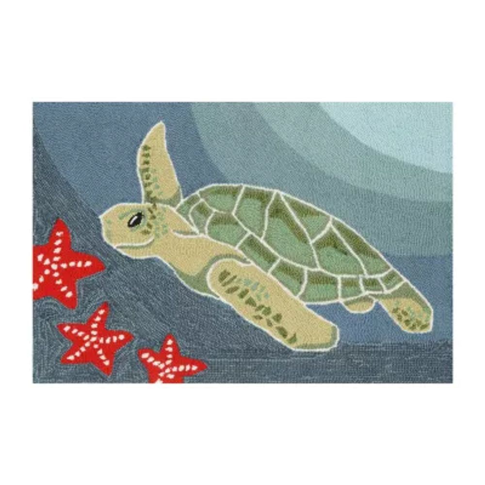 Liora Manne Frontporch Sea Turtle Hand Tufted Rectangular Rugs & Floor Coverings Washable Indoor Outdoor Accent Rugs