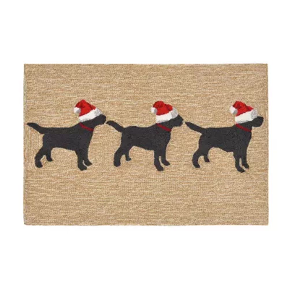 Liora Manne Frontporch 3 Dogs Christmas Hand Tufted Rectangular Rugs & Floor Coverings Washable Indoor Outdoor Accent Rugs